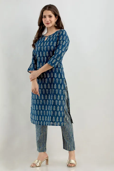 Trendy Premium Quality Cotton Kurti with pant set uploaded by Shree Dayal and Company on 2/21/2023