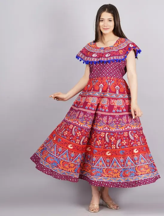 Product image of Trendy Premium Quality Naptol pumpum attached Anarkali Frock, price: Rs. 449, ID: trendy-premium-quality-naptol-pumpum-attached-anarkali-frock-82ce144e