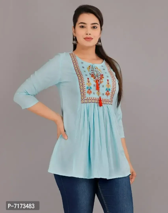 Alluring Maroon Rayon Embroidered Short Kurta For Women  uploaded by Fashion Outlet on 2/21/2023