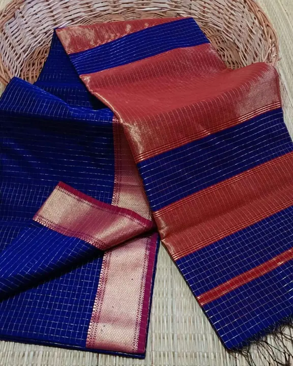 Maheshwari silk cotton cheqs saree uploaded by Miran Handloom saree on 2/22/2023