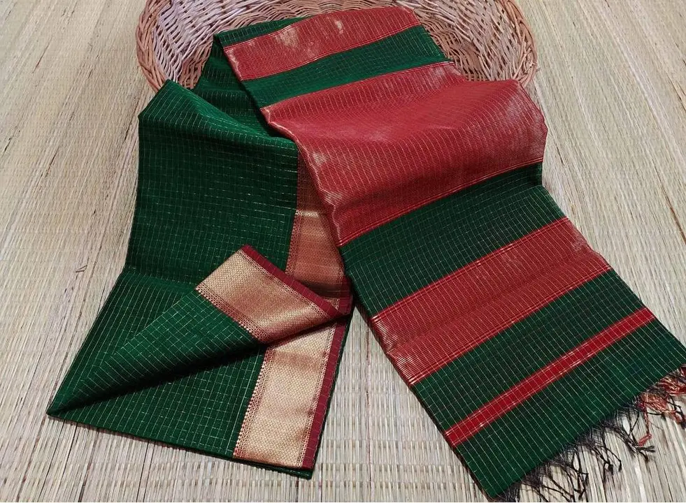Maheshwari silk cotton cheqs saree uploaded by Miran Handloom saree on 5/12/2024
