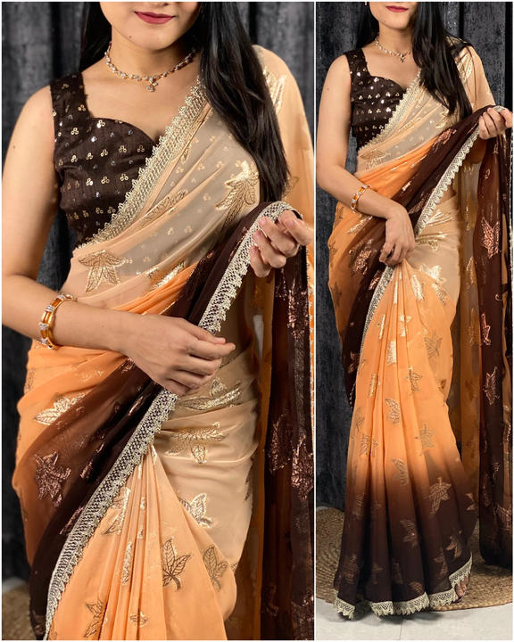 pedding print in saree with zari jacquard butta & fancy lace uploaded by DUDHAT Impax on 2/22/2023