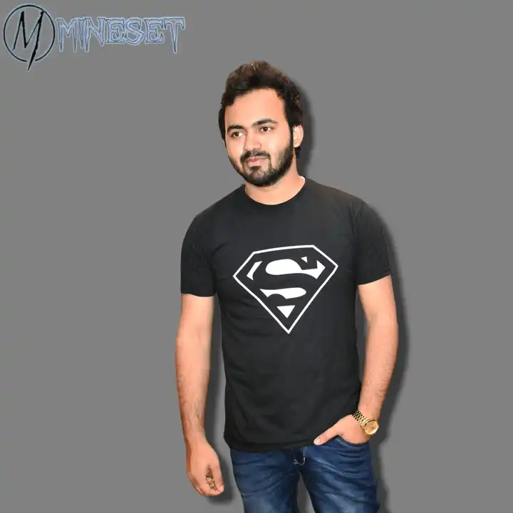 Black superman printed t-shirt uploaded by MineSet fashion on 2/22/2023