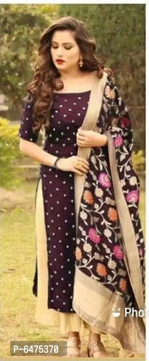 Stylish Banarasi Silk Purple Jacquard Weave Un-Stitched Dress Material With Dupatta Set uploaded by wholsale market on 2/22/2023