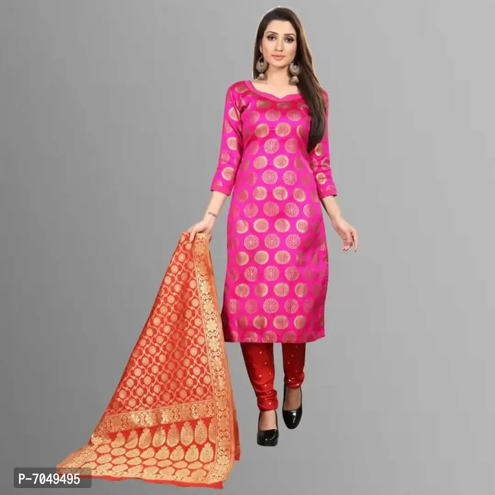 Product image of Stylish Banarasi Silk Purple Jacquard Weave Un-Stitched Dress Material With Dupatta Set, price: Rs. 350, ID: stylish-banarasi-silk-purple-jacquard-weave-un-stitched-dress-material-with-dupatta-set-2926da4b