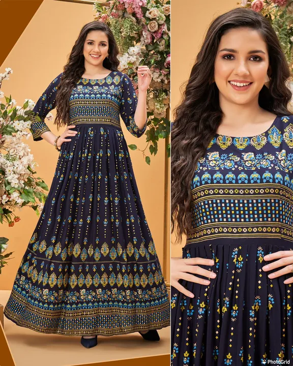 New Ethnic Rayon Gown with Print  uploaded by Vihu fashion on 2/22/2023
