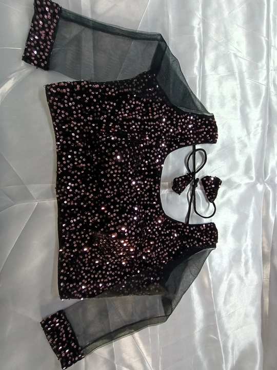 Velvet siqvance blouse pink black  uploaded by Aliya fashion on 2/22/2023