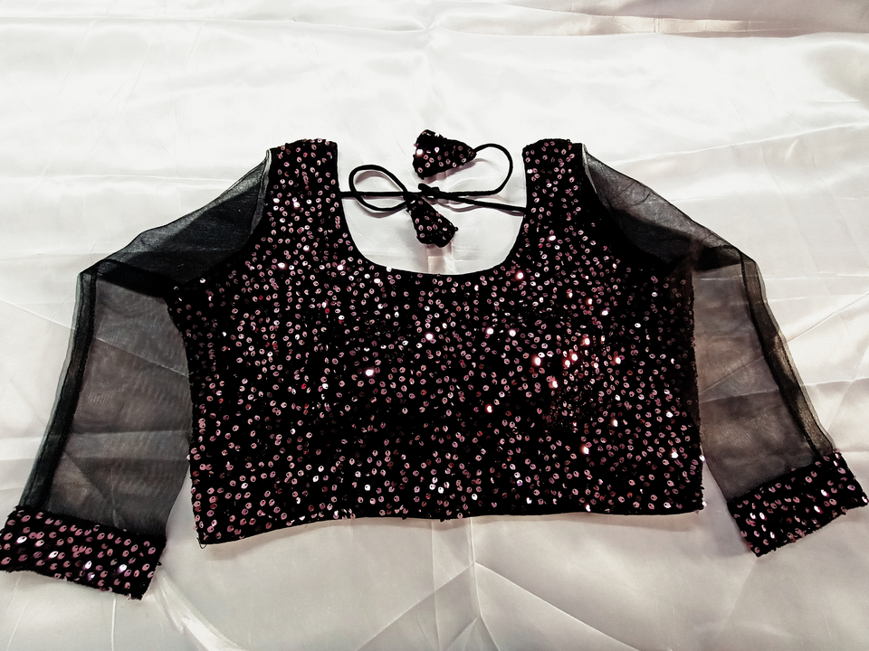 Velvet siqvance blouse pink black  uploaded by Aliya fashion on 2/22/2023