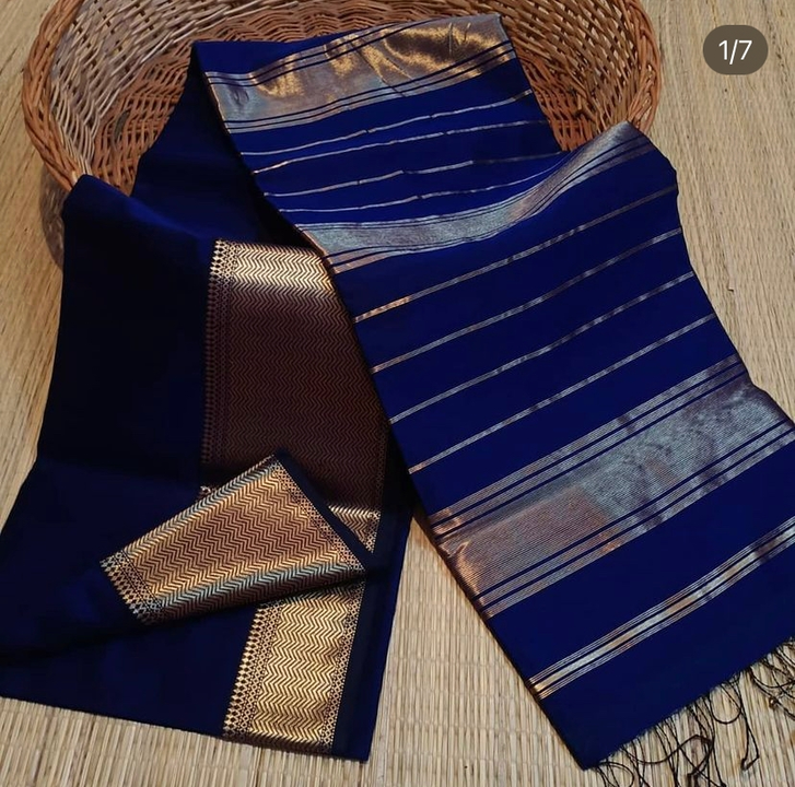 Maheshwari handloom silk cotton saree  uploaded by Miran Handloom saree on 5/25/2024