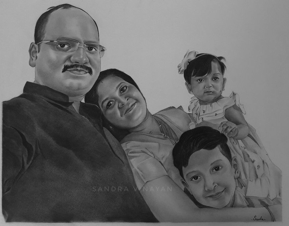 A3 size family portrait (4members) uploaded by SanVin Artz on 2/22/2021