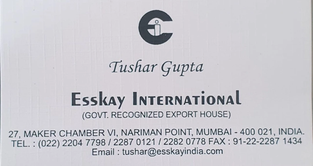 Visiting card store images of Esskay International