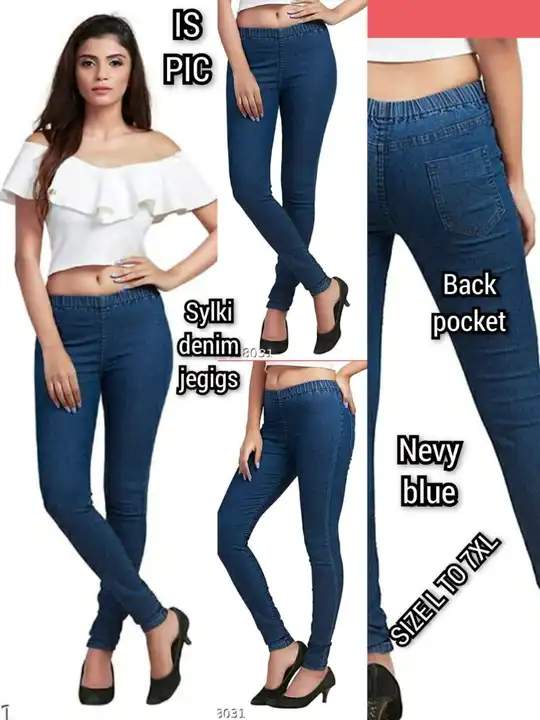 Stretchable denim jeggings. WhatsApp for more details uploaded by Danbro Collection on 2/22/2023