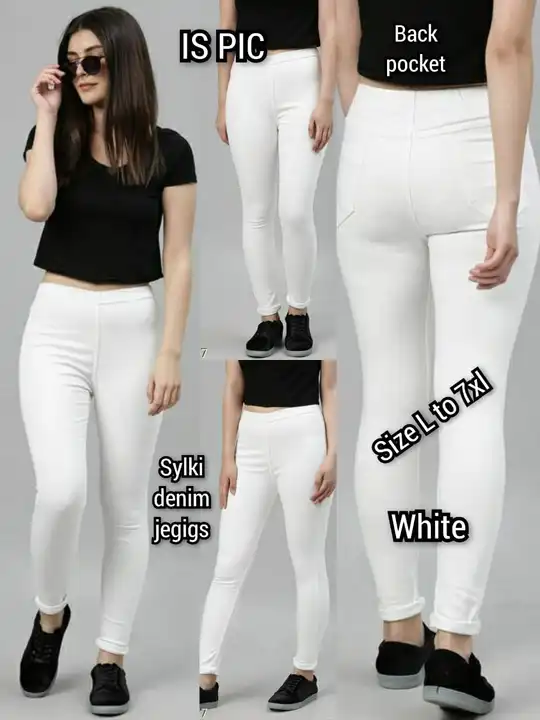 Stretchable denim jeggings. WhatsApp for more details uploaded by Danbro Collection on 2/22/2023