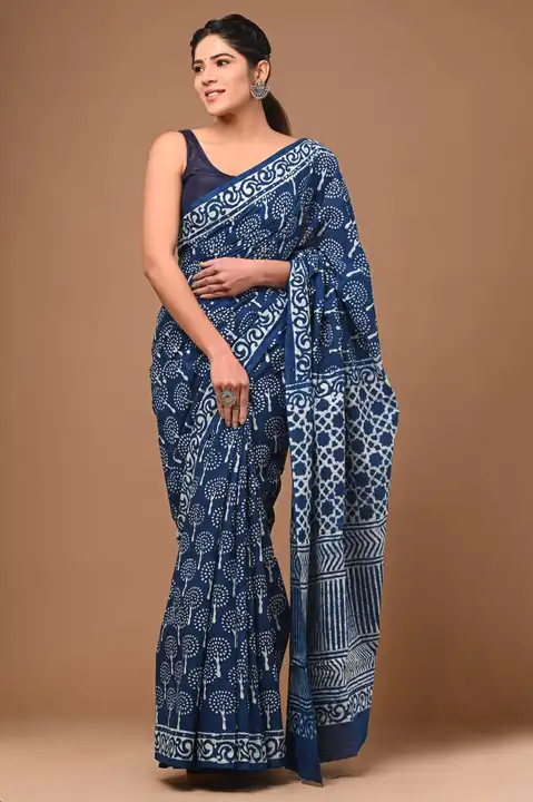Cotton mulmul saree with blouse  uploaded by BAGRU COTTON HANDICRAFT  on 2/23/2023