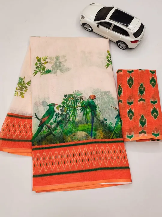 SAREES :- PLAIN LINEN DIGITAL PRINT (COTTONS)  uploaded by NIVA CREATION on 2/23/2023