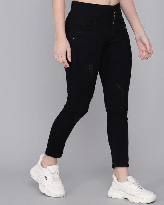 M MODDY 5 Button Stretchable Ankle Length Slim Fit Women Black Jeans [463] uploaded by Bhagwati Sales Corporation on 2/23/2023