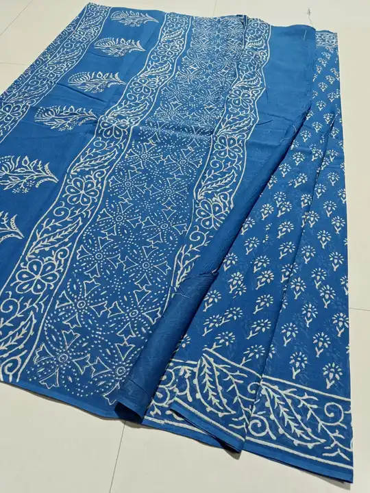 handblock natural dye print dabu saree uploaded by Virasat kala chanderi on 2/23/2023