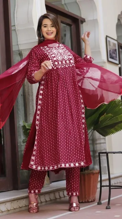 Rayon kurtRayon kurti Pant with dupatta for women  uploaded by Fashionvalley dresses on 2/23/2023