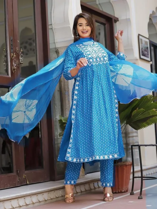 Rayon kurtRayon kurti Pant with dupatta for women  uploaded by Fashionvalley dresses on 2/23/2023