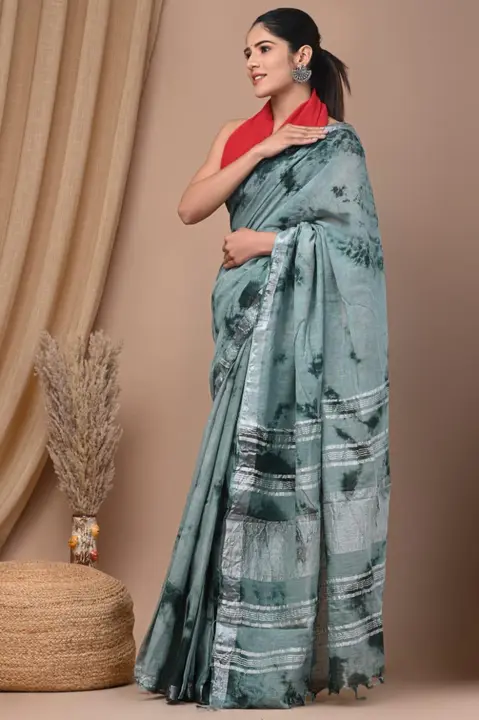 Linen saree  uploaded by business on 2/23/2023