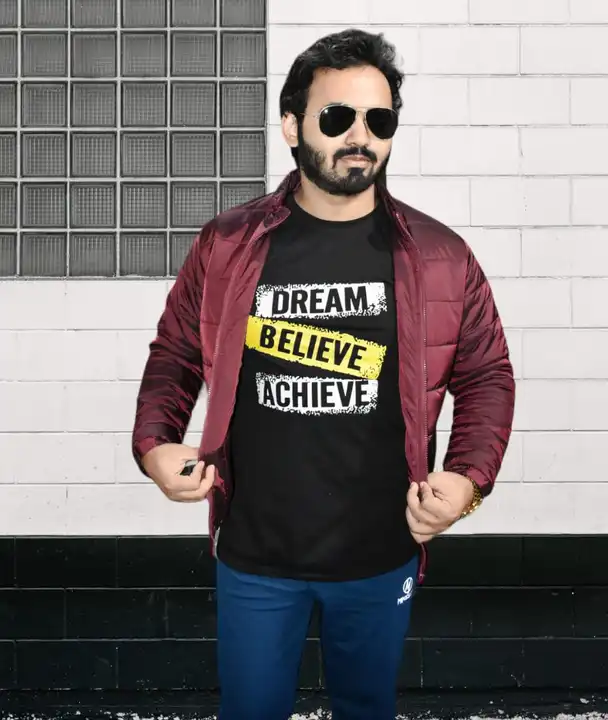 Black Dream believe achieve Printed F/S tshirt  uploaded by MineSet fashion on 2/23/2023