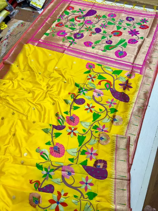 Half all over Muniya broket paithani sarees  uploaded by business on 2/23/2023