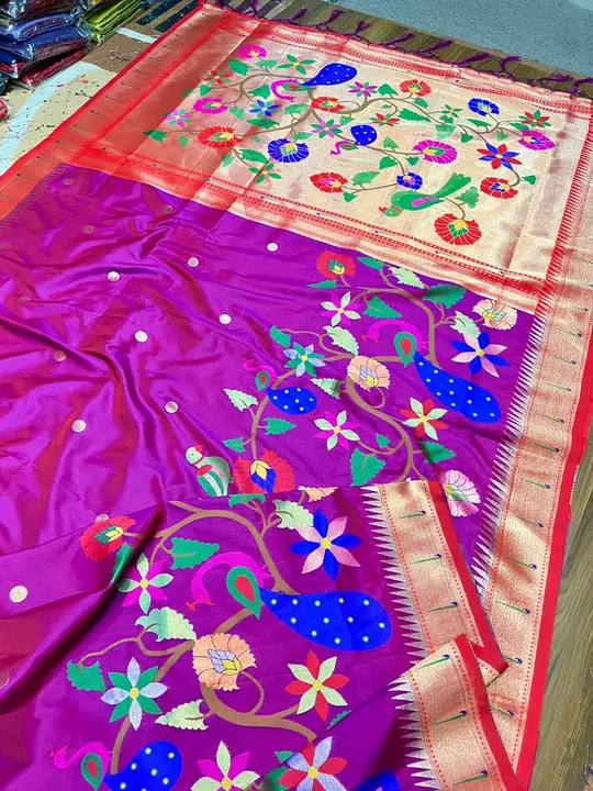 Half all over Muniya broket paithani sarees  uploaded by Vedika paithani sarees on 2/23/2023