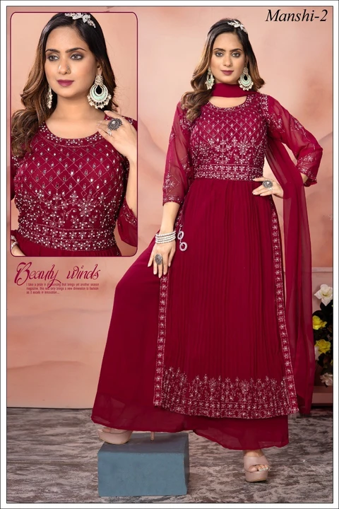 3 pcs Nayra Cut Set heavy jorjet fancy designer work embroidery uploaded by Radha Creation , Maira sales for Readymade items on 2/23/2023