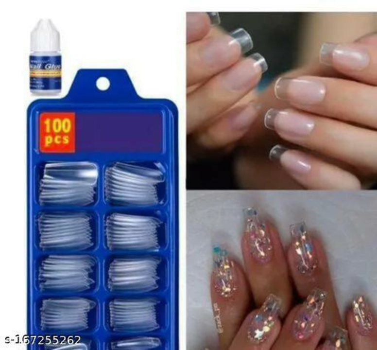 100 pcs transparent nails uploaded by Clap back on 2/23/2023