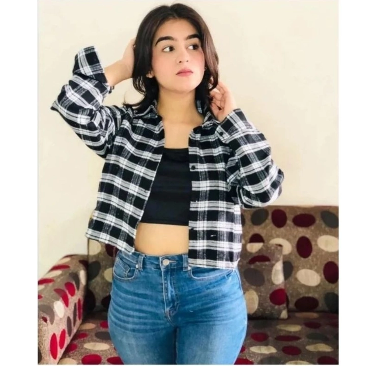 Crop Checkered Shirt + Inner  uploaded by The Style Club on 2/23/2023