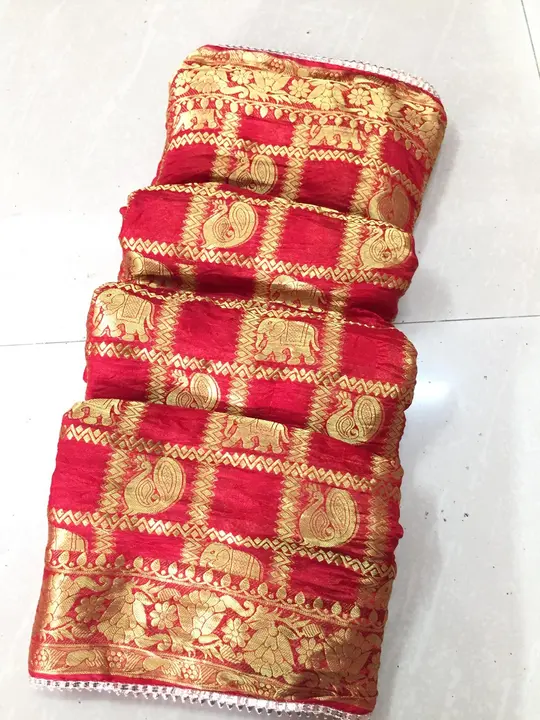 Hathi More Hand dyed bandhej saree uploaded by Shruti Bandhani  on 2/24/2023