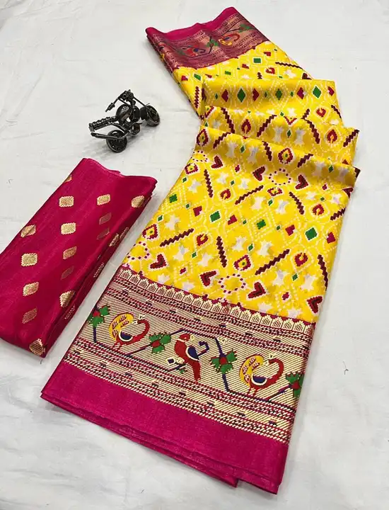 Dola Silk Saree with foil Print all over Saree uploaded by DUDHAT Impax on 2/24/2023