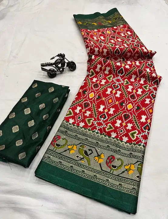 Dola Silk Saree with foil Print all over Saree uploaded by DUDHAT Impax on 2/24/2023