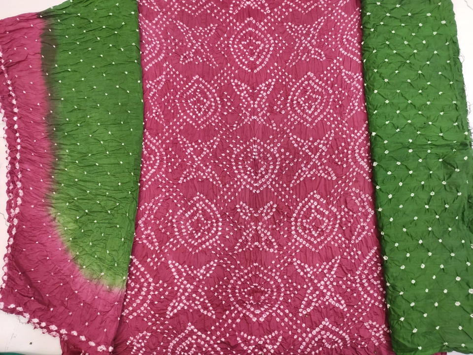 Cotton Satin Silk Fancy Design Tie and Dye Jamnagari Bandhani Dress Materials  uploaded by Meera The Bandhani Ghar on 5/28/2024