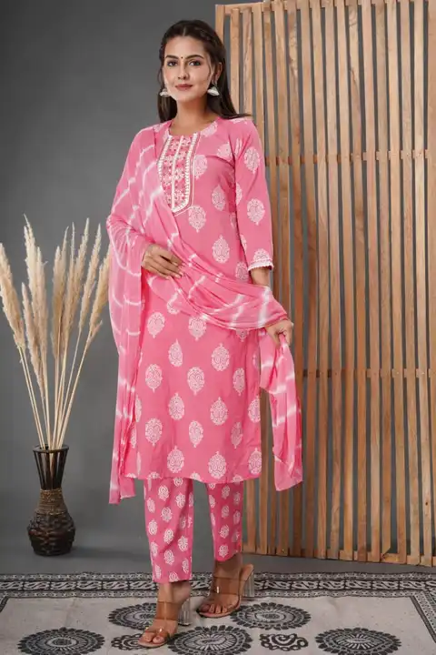 *NEW LAUNCH*

*A beautiful Outfit - cotton  embroidered  Kurta with embroidery work  Paired with pan uploaded by business on 2/24/2023