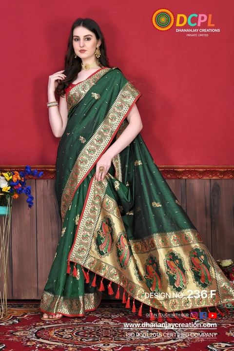 Multi Color Thread Mina Border With Allover Butii Design Saree uploaded by DHANANJAY CREATION  on 2/24/2023