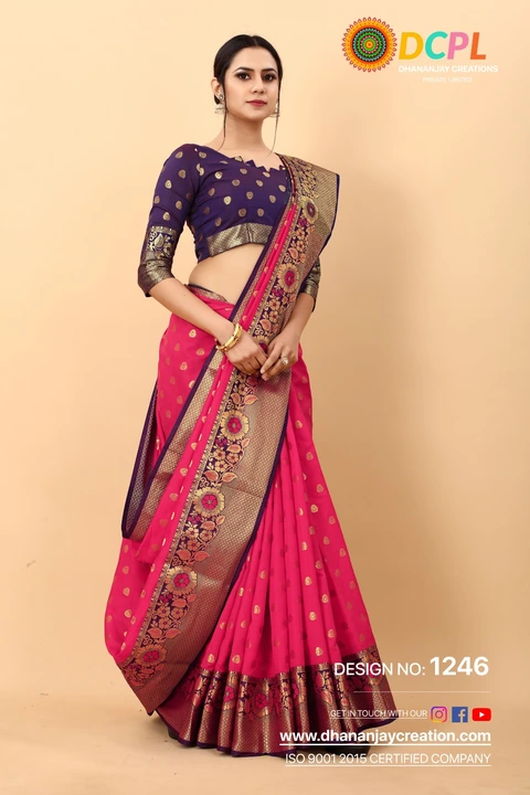Golden Zari Folour Design With Allover butti design Saree use uploaded by DHANANJAY CREATION  on 2/24/2023