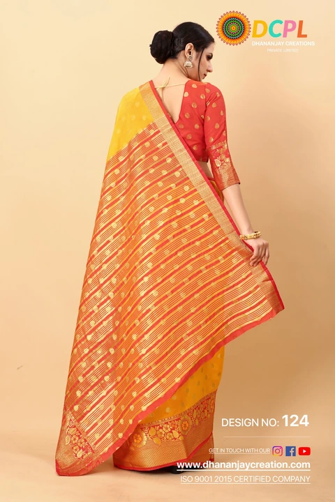 Golden Zari Folour Design With Allover butti design Saree uploaded by DHANANJAY CREATION  on 2/24/2023