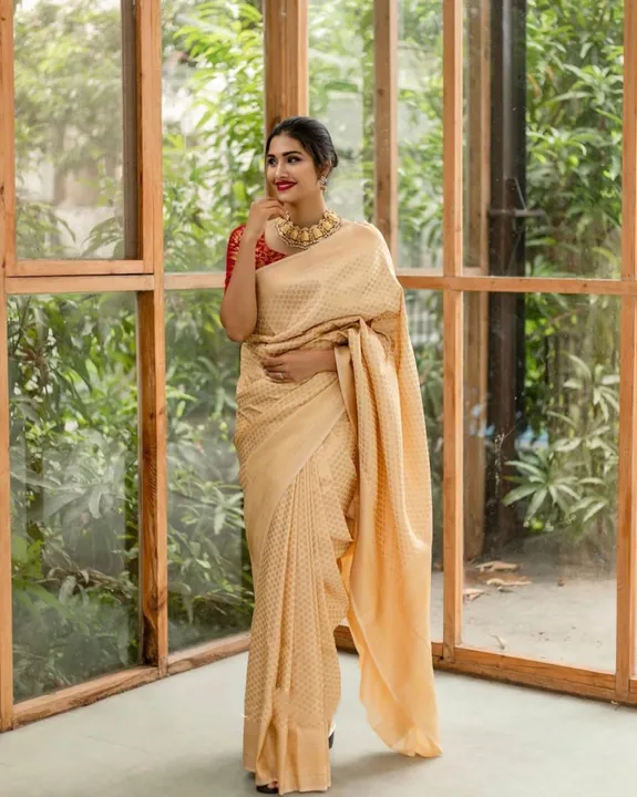 Creamy Color soft silk saree  uploaded by DUDHAT Impax on 2/24/2023