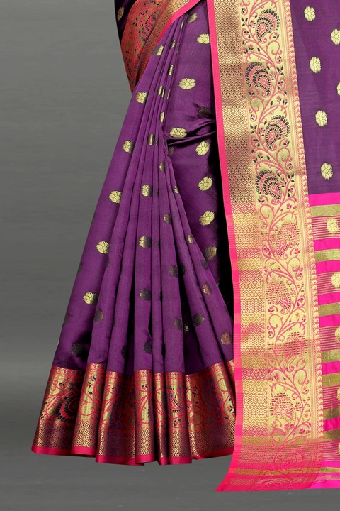 Golden Zari Folour Design With Allover butti design Saree  uploaded by DHANANJAY CREATION  on 2/24/2023