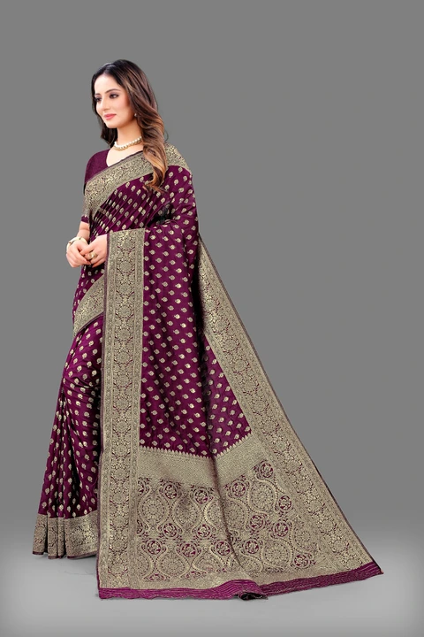Golden Zari Folour Design With Allover butti design Banarasi silk sarees  uploaded by DHANANJAY CREATION  on 2/24/2023