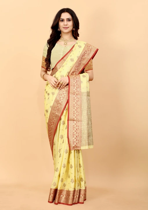 Golden Zari Folour Design Border With Allover Multi colour Butti design Banarasi saree  uploaded by DHANANJAY CREATION  on 2/24/2023