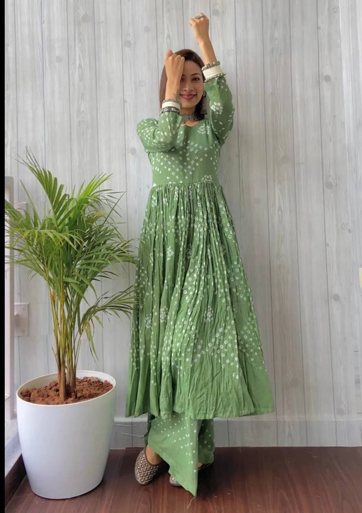 Green Bandhani Dress uploaded by Fashion of Nation on 2/24/2023