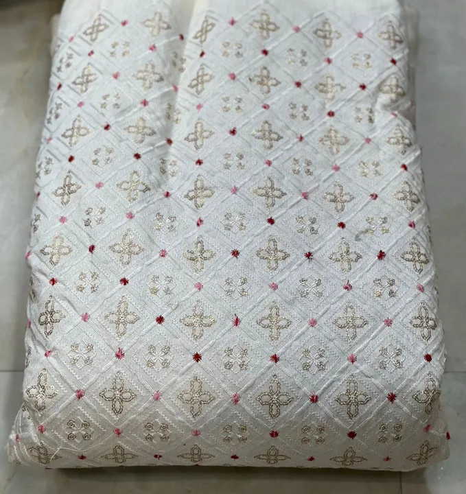 Mono banglori silk embroidery design, width 44”💥💥 uploaded by Shri Paras Nath Textiles on 2/24/2023