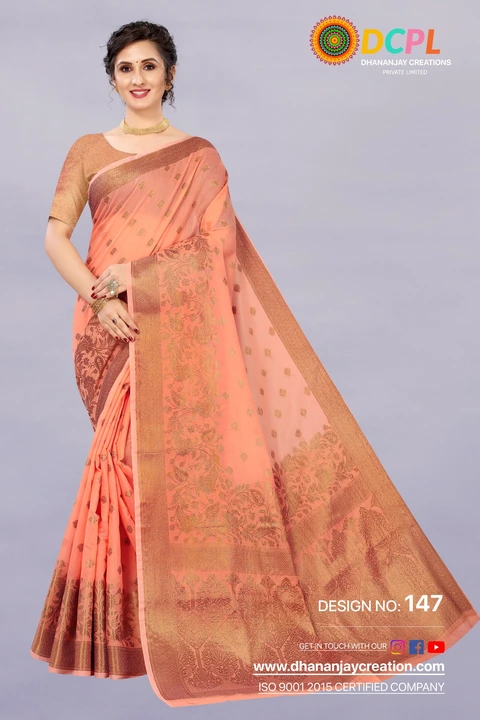 Copper zari weaving saree  uploaded by Dhananjay Creations Pvt Ltd. on 2/24/2023