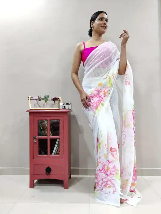 *Presenting Enchanting Yet Breathable Organic Georgette Sarees For Intimate And Big Fat Indian Weddi uploaded by Vishal trendz 1011 avadh textile market on 2/24/2023