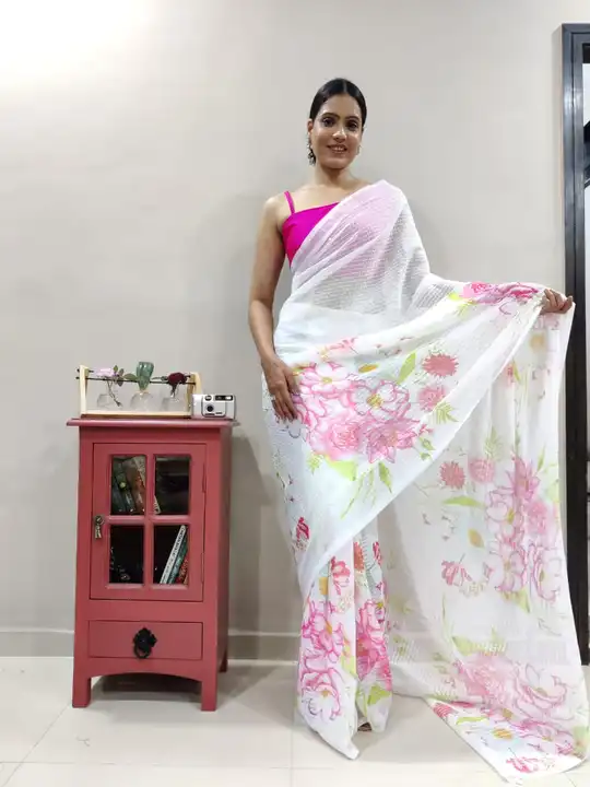 *Presenting Enchanting Yet Breathable Organic Georgette Sarees For Intimate And Big Fat Indian Weddi uploaded by Vishal trendz 1011 avadh textile market on 2/24/2023