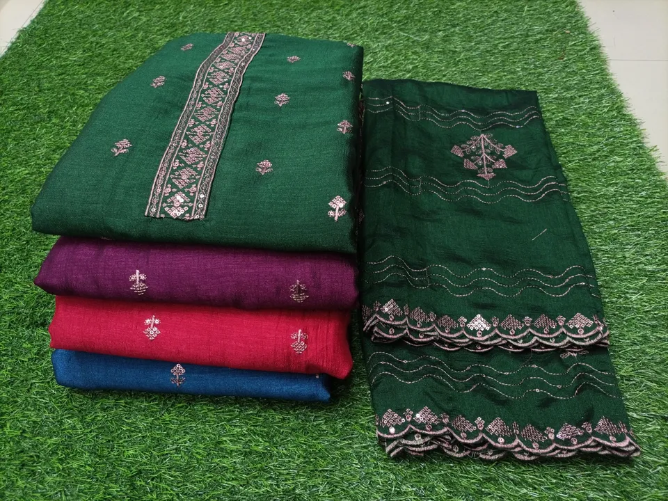 Unstiched suit with inner and dupatta work uploaded by Maa kuldevi trading on 2/24/2023