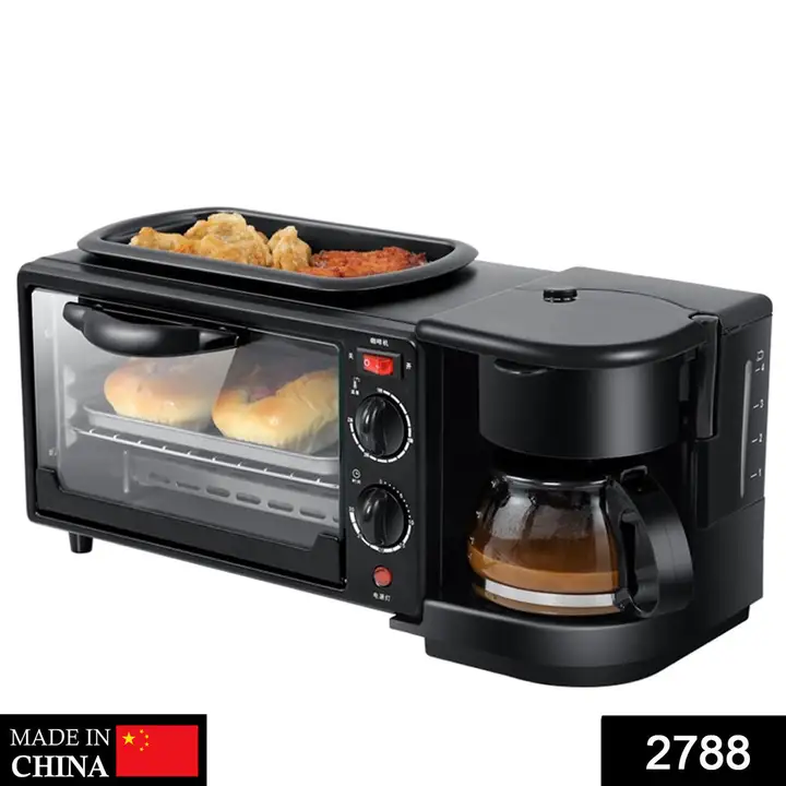 2788 3 IN 1 BREAKFAST MAKER PORTABLE TOASTER OVEN, GRILL PAN & COFFEE MAKER FULL BREAKFAST READY AT  uploaded by DeoDap on 5/30/2024