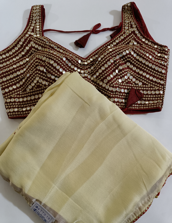 Plain Saree with Designer Blouse  uploaded by Mukesh Saree Centre on 2/24/2023